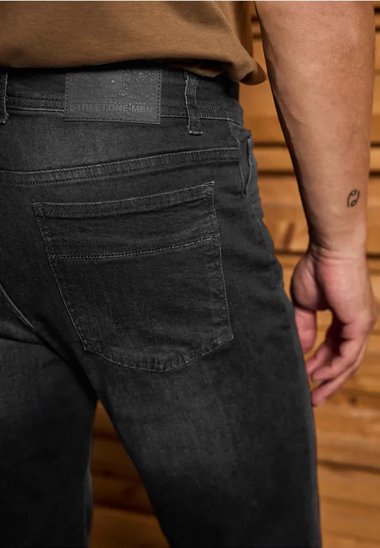 Jeans met smalle pijpen black random wash