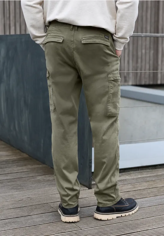 Pantalon cargo souple rustic green
