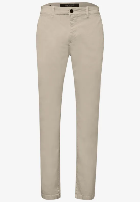 Chino met elastische tailleband sandstone beige