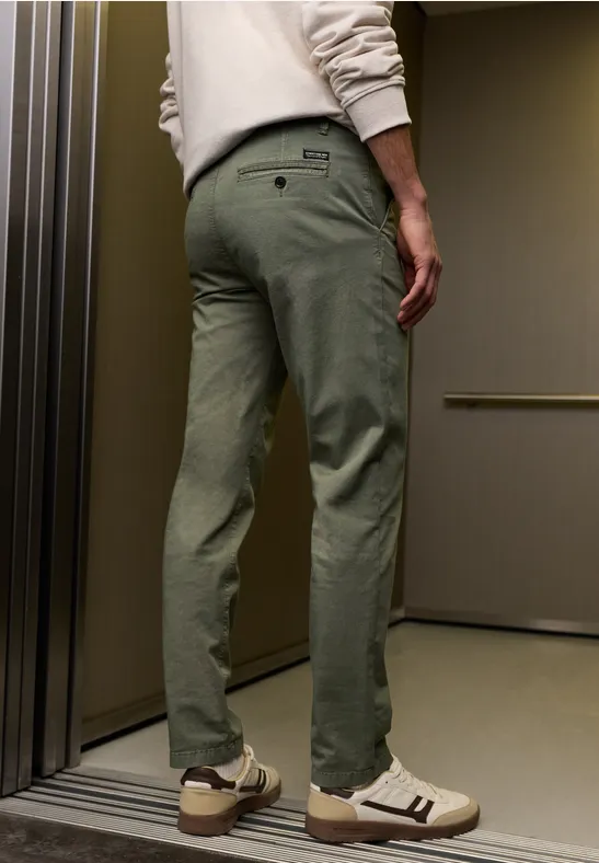 Chino met elastische tailleband rustic green