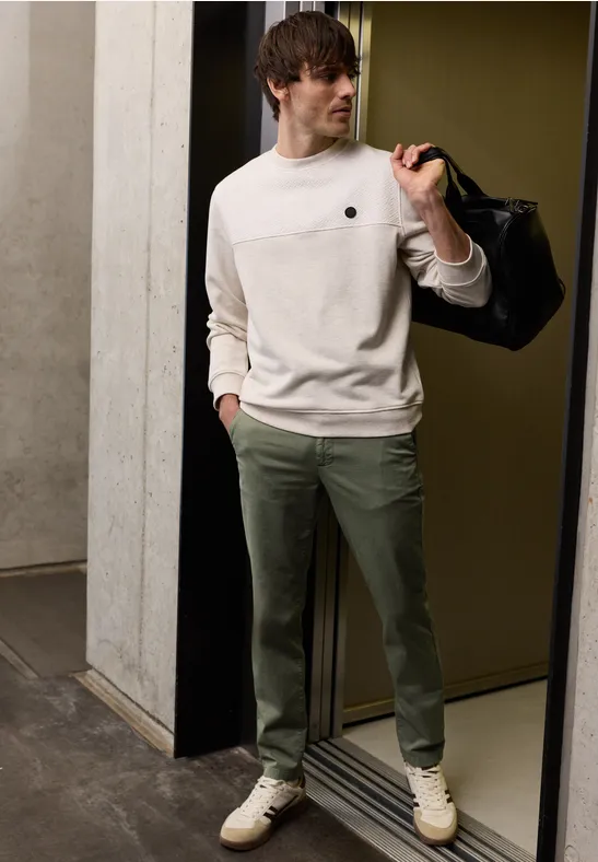 Chino met elastische tailleband rustic green