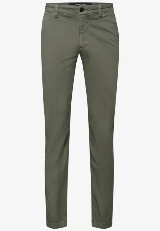 Chino met elastische tailleband rustic green