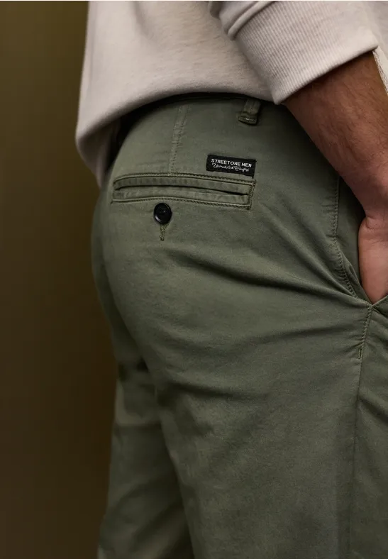 Chino met elastische tailleband rustic green