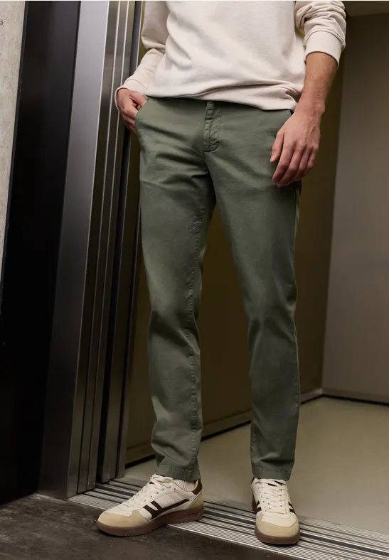 Chino met elastische tailleband rustic green