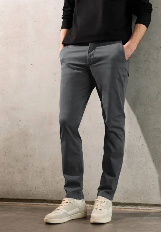 Chino met elastische tailleband industrial grey