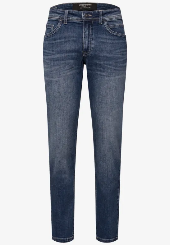 Slim Leg Jeans indigo blue random wash
