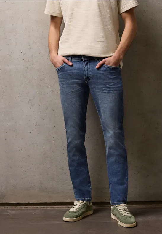 Slim Leg Jeans indigo blue random wash