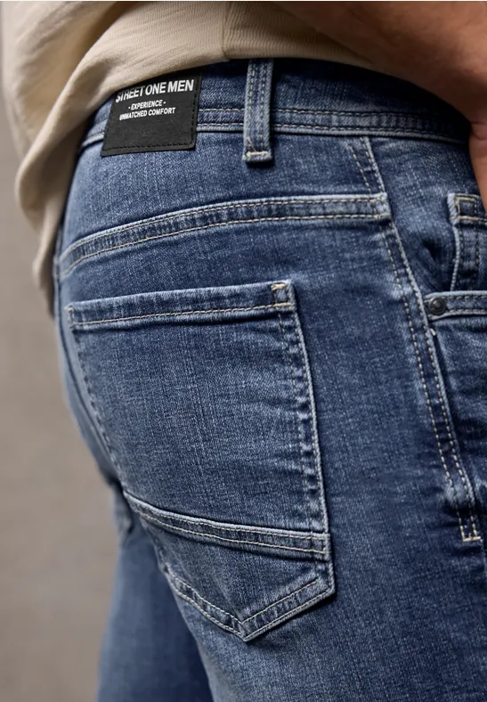 Slim Leg Jeans indigo blue random wash