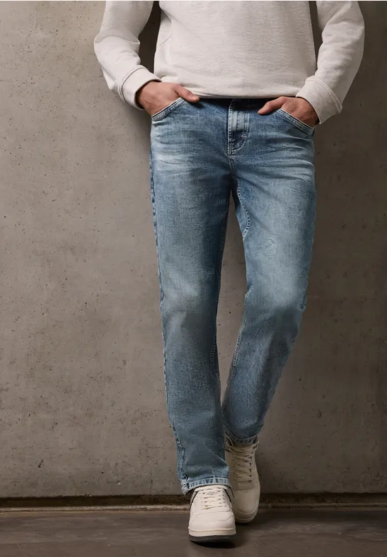 Straight Leg Jeans soft greencast random wash