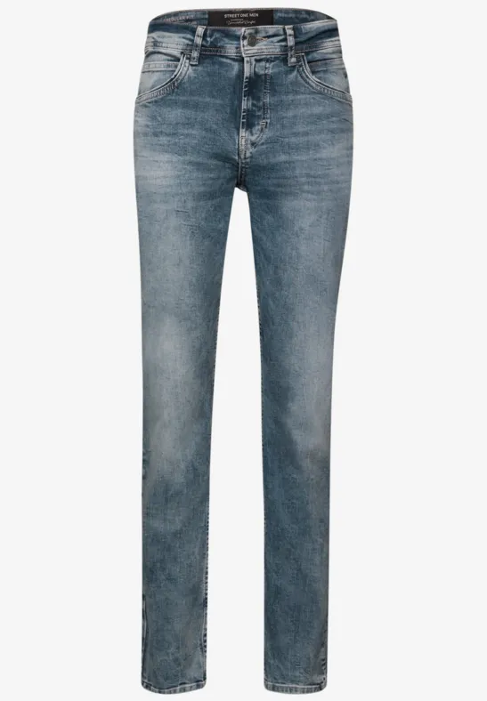 Straight Leg Jeans soft greencast random wash
