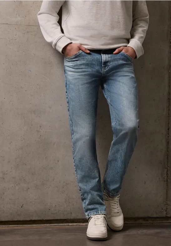 Straight Leg Jeans soft greencast random wash