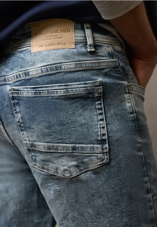 Straight Leg Jeans soft greencast random wash