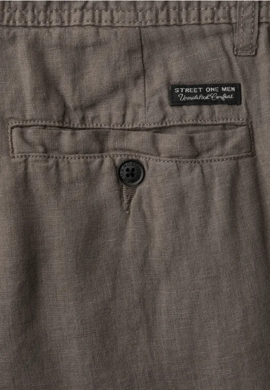 Linnen chino's met rechte benen oak brown