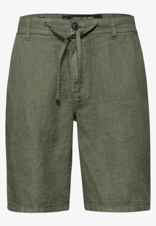 Chinoshorts aus Leinen wood green