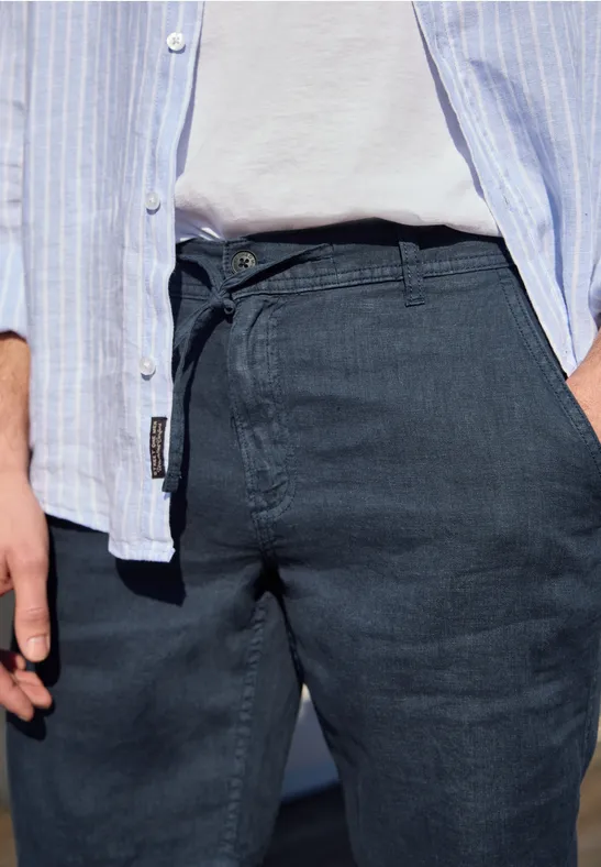 Chinoshorts aus Leinen river blue