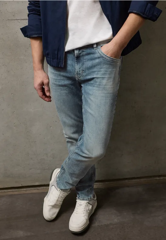 Slim Legs Jeans soft greencast random wash