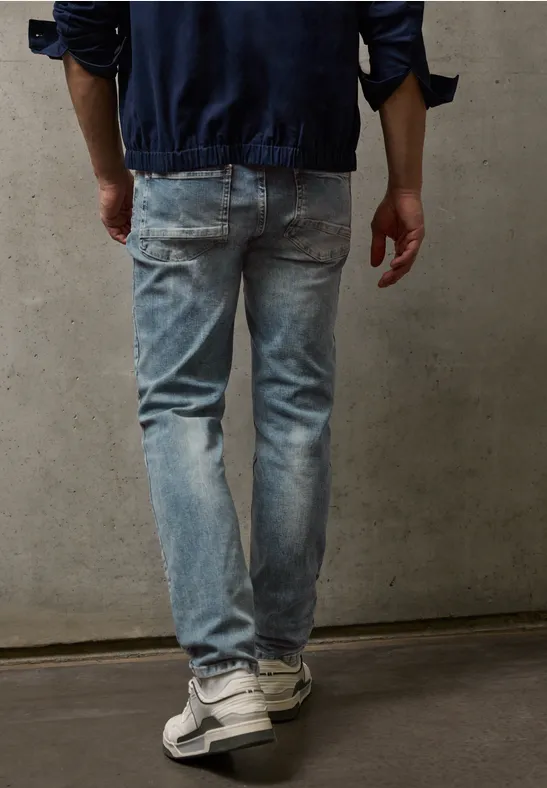 Slim Legs Jeans soft greencast random wash