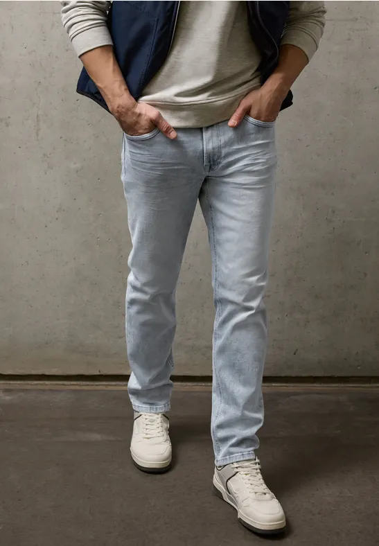 Jeans met smalle pijpen light grey random wash