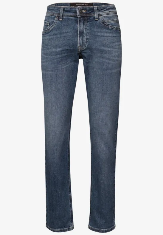 Straight Leg Jeans im Regular Fit indigo blue random wash