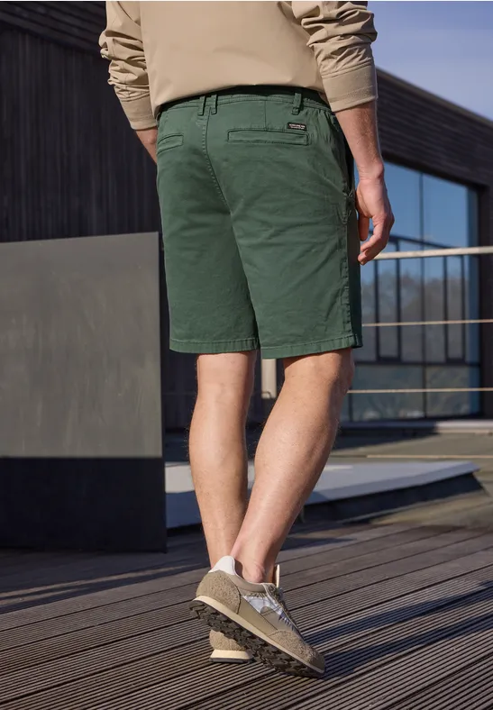 Chino Shorts im Regular Fit mit Flexbund smoke green