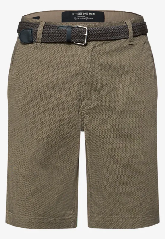 Mid Waist Chino Shorts mit Gürtel warm sand