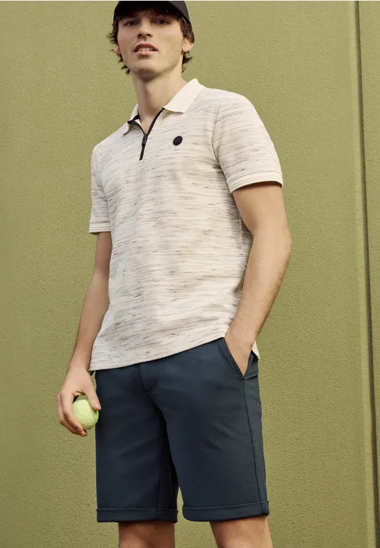 Short chino Regular Fit en jersey dark ink blue