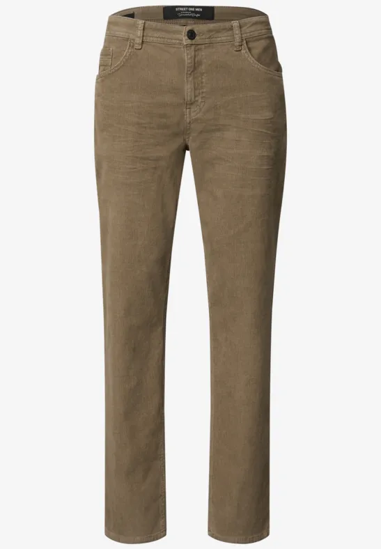 Braune Cordhose für Herren mit geradem Schnitt und klassischem Design.