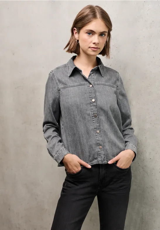 Denim overhemd grey random washed