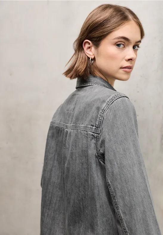 Denim overhemd grey random washed