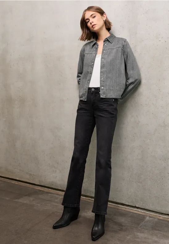 Denim overhemd grey random washed