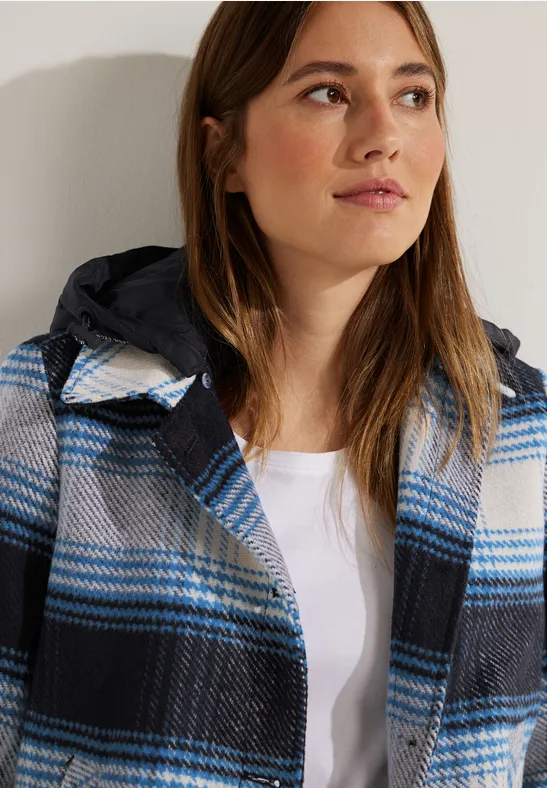 CECIL Karojacke mit Kapuze für Damen in Blau CECIL