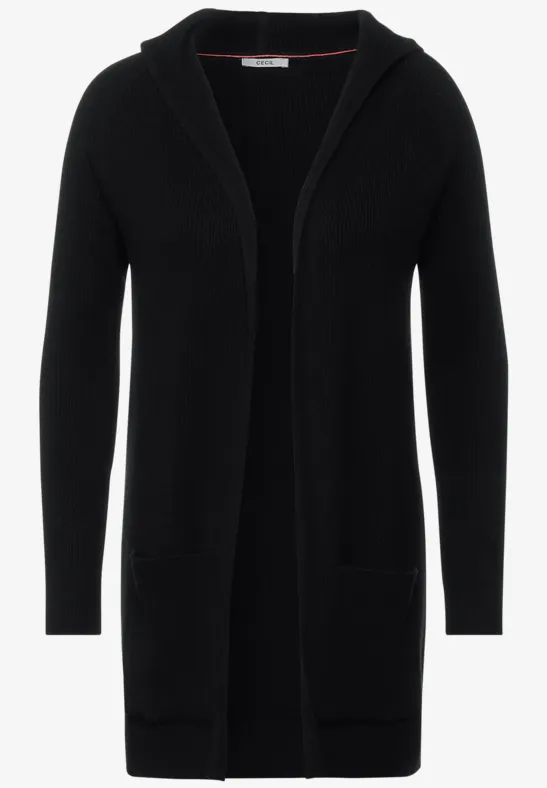 Langer Cardigan mit Kapuze