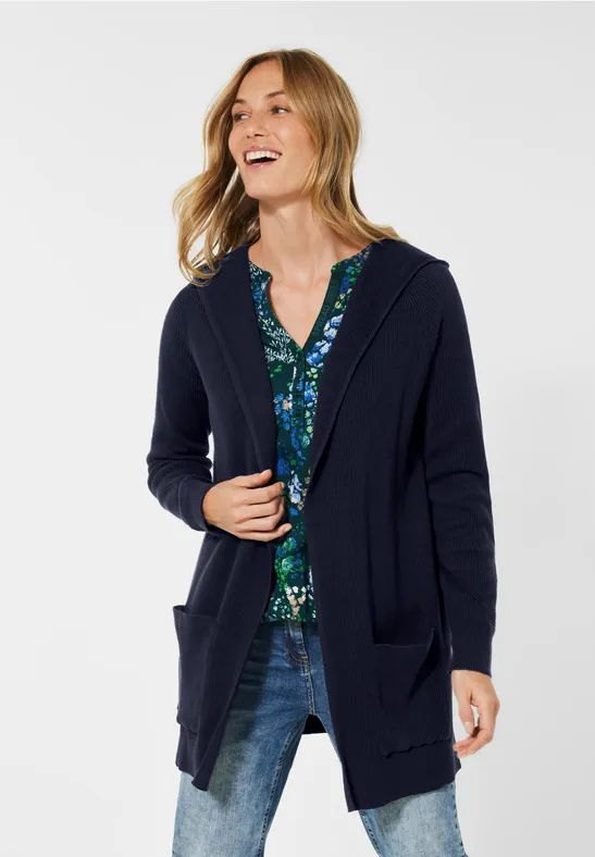 CECIL Langer Cardigan mit Kapuze für Damen in Blau CECIL