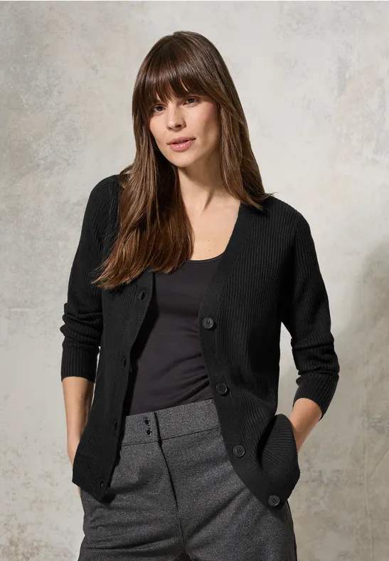 Cardigan mit Rippen-Struktur - Main Image