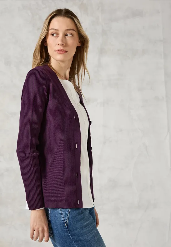 Cardigan mit Rippen-Struktur