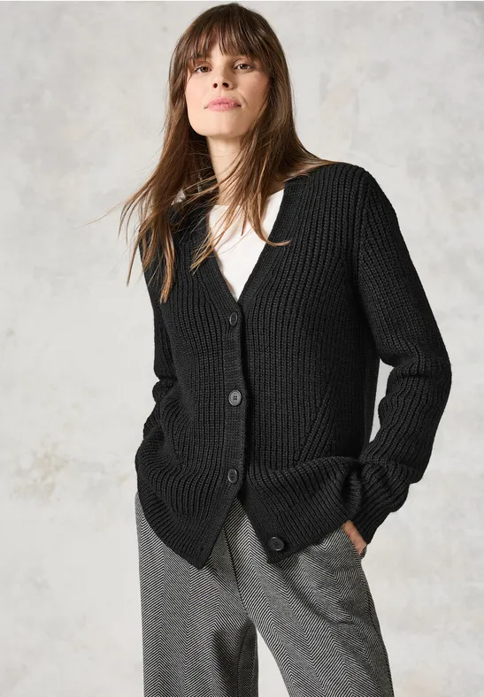 CECIL Grobstrick- Cardigan für Damen in Schwarz CECIL