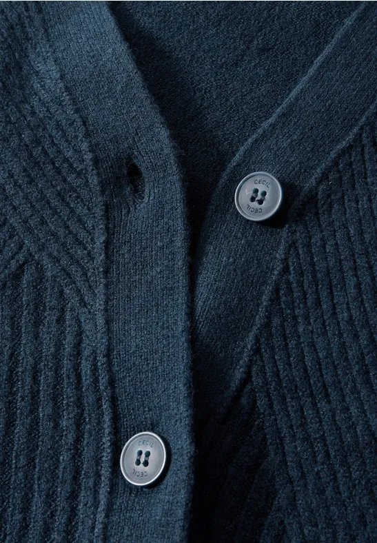 Blaue Strickjacke Lang Cecil Damen Strickjacke Mit Kapuze Cardigan