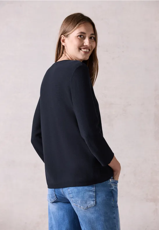 Cecil Damen Strukturpullover – Weicher Baumwollmix, Rundhals, Langärmelig