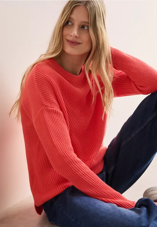 CECIL Damen Strukturpullover – Baumwollmix, Rundhals, Langärmelig, Weich & Bequem