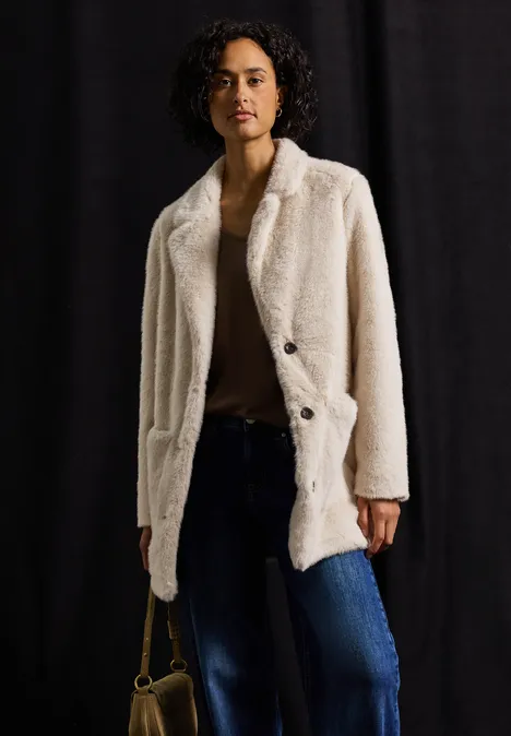 Fake Fur Mantel pastel sand
