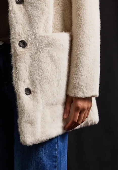 Fake Fur Mantel pastel sand
