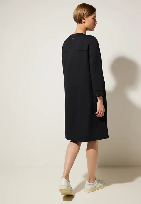 Jurk met lange mouwen in effen kleur Black Jurk met lange mouwen in effen kleur Black