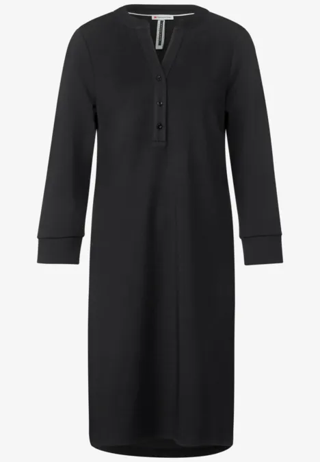 Jurk met lange mouwen in effen kleur Black Jurk met lange mouwen in effen kleur Black