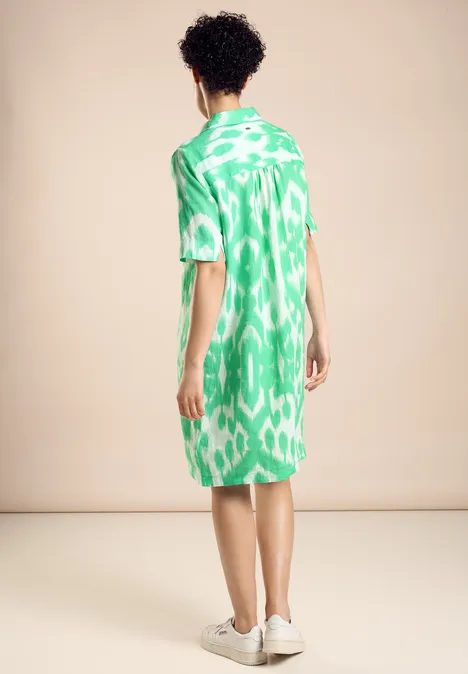 Print Leinen Kleid soft grass green