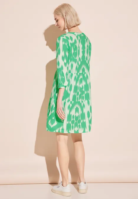 Leinen Kleid mit Print soft grass green
