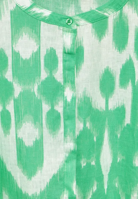 Leinen Kleid mit Print soft grass green