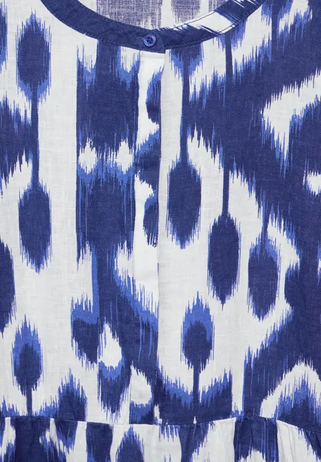 Leinen Kleid mit Print deep water blue