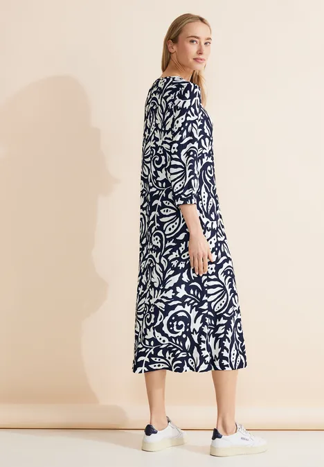 Kleid mit floralem Muster deep blue