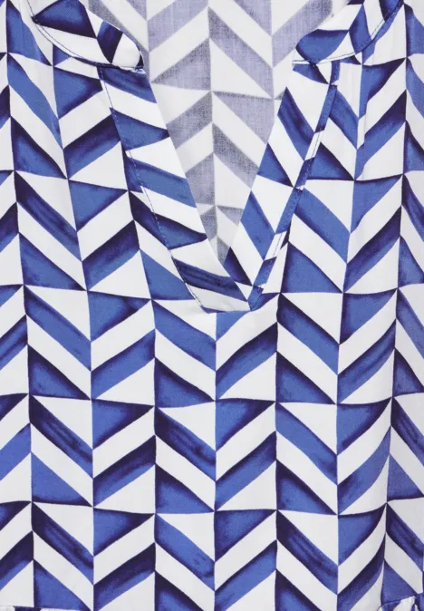 Jurk met print en structuur Intense Cobalt Blue