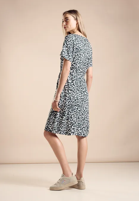 Knielanges Kleid mit Print cool vintage green